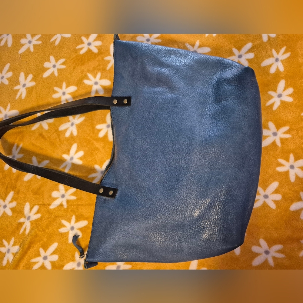 Portland Leather Large Zip Tote-Indigo
